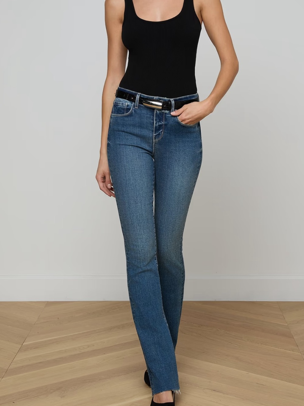 L'AGENCE RUTH Straight Leg High Rise Jeans in Indigo